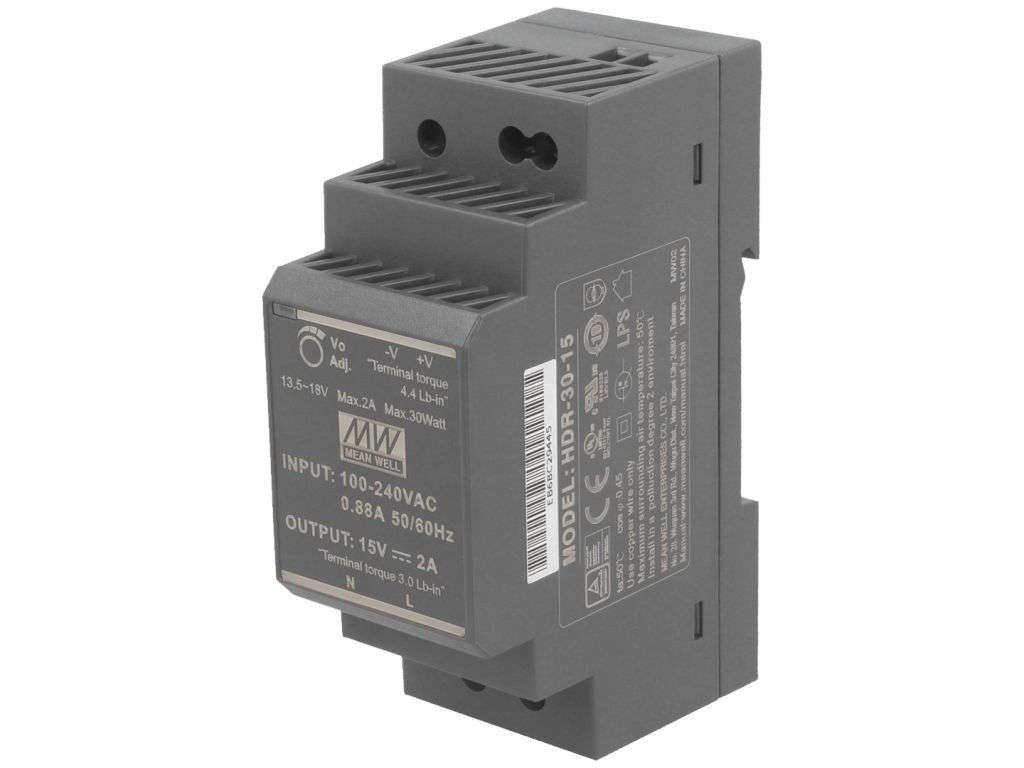 HDR-30-15 Nguồn cài ray Meanwell 30W-15VDC